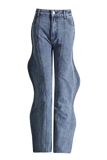 Rhea 3D Wave Deconstruction Jeans