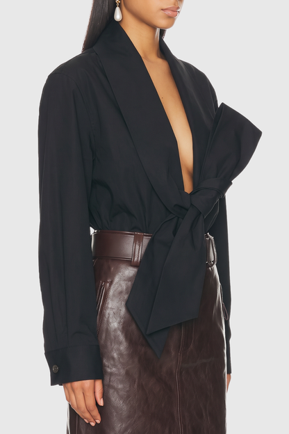 Rowana Bow Embellished Shirt - Black