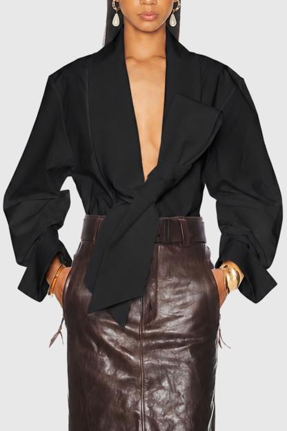 Rowana Bow Embellished Shirt - Black