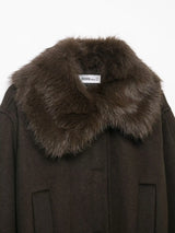 Maison Celie Chic Fur-Collar Wrap Coat