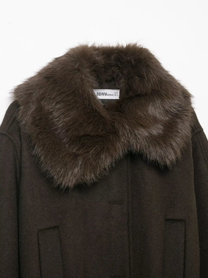 Maison Celie Chic Fur-Collar Wrap Coat