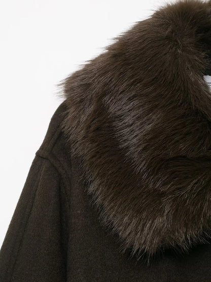 Maison Celie Chic Fur-Collar Wrap Coat
