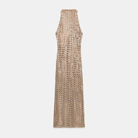 Maison Elegant Luxury Party Maxi Dress High Neck Sleeveless Slim