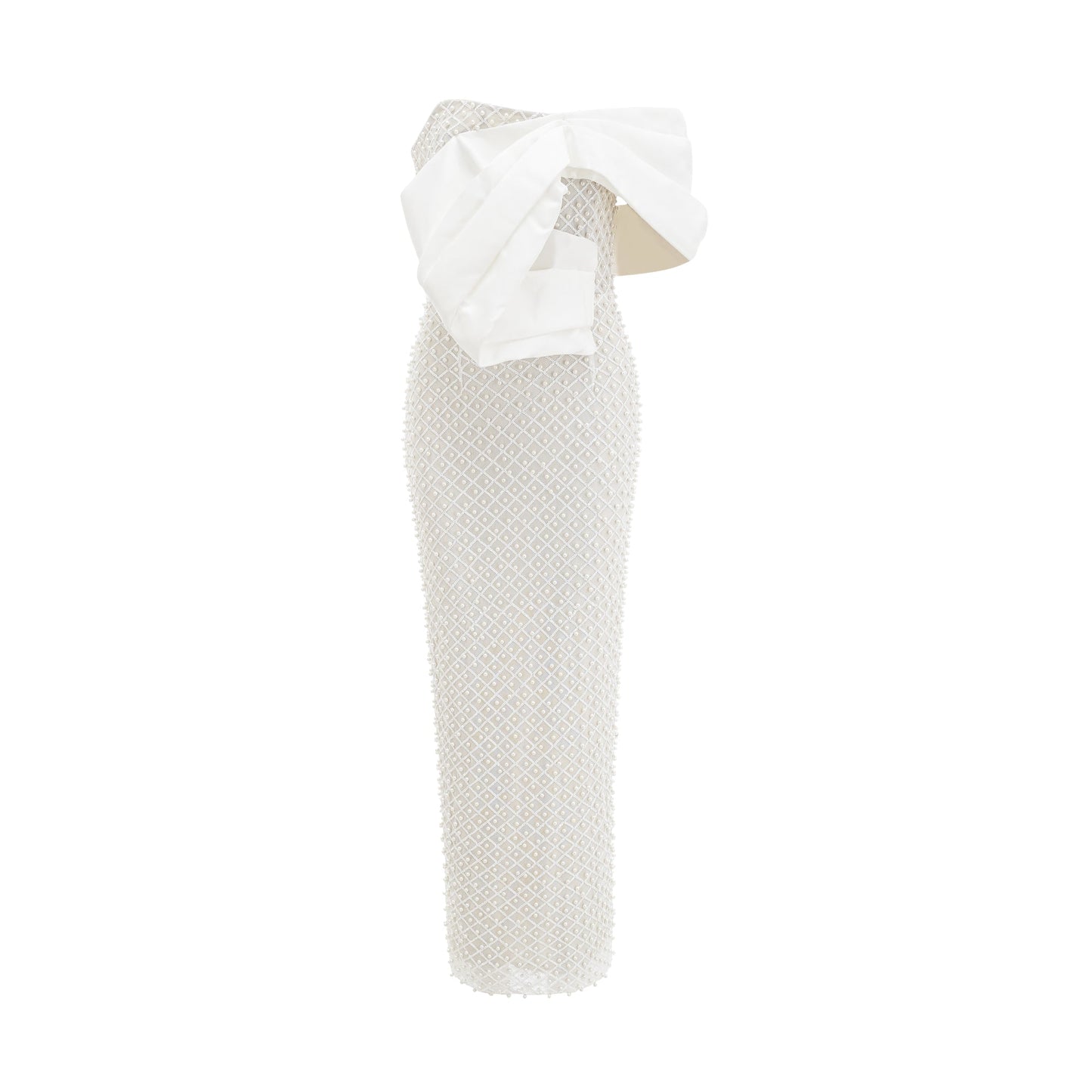 Maura faux-pearl off-shoulder dress