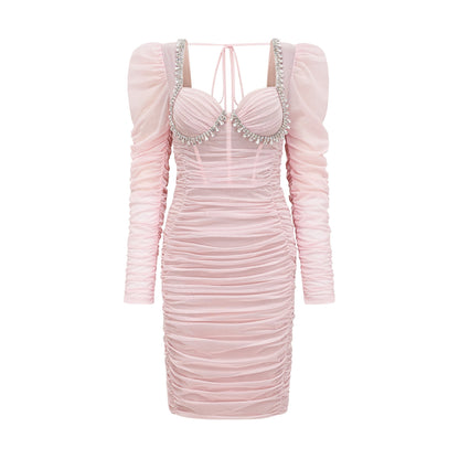 Eloite pink mesh midi dress