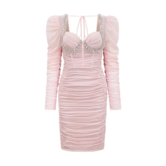 Eloite pink mesh midi dress
