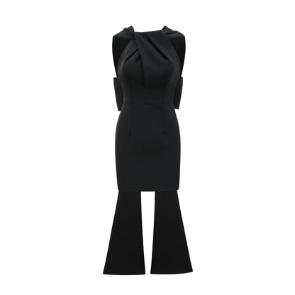 Noémie black oversize-bow mini dress