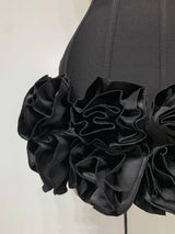 Strapless 3D Floral Bodycon Mini Dress