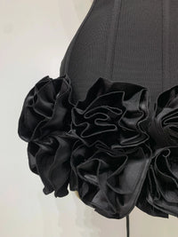 Strapless 3D Floral Bodycon Mini Dress