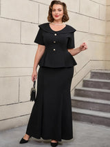 Short Sleeve Top And Maxi Skirt Women Sets Streetwear Office Lady Suit