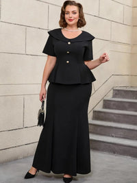 Short Sleeve Top And Maxi Skirt Women Sets Streetwear Office Lady Suit