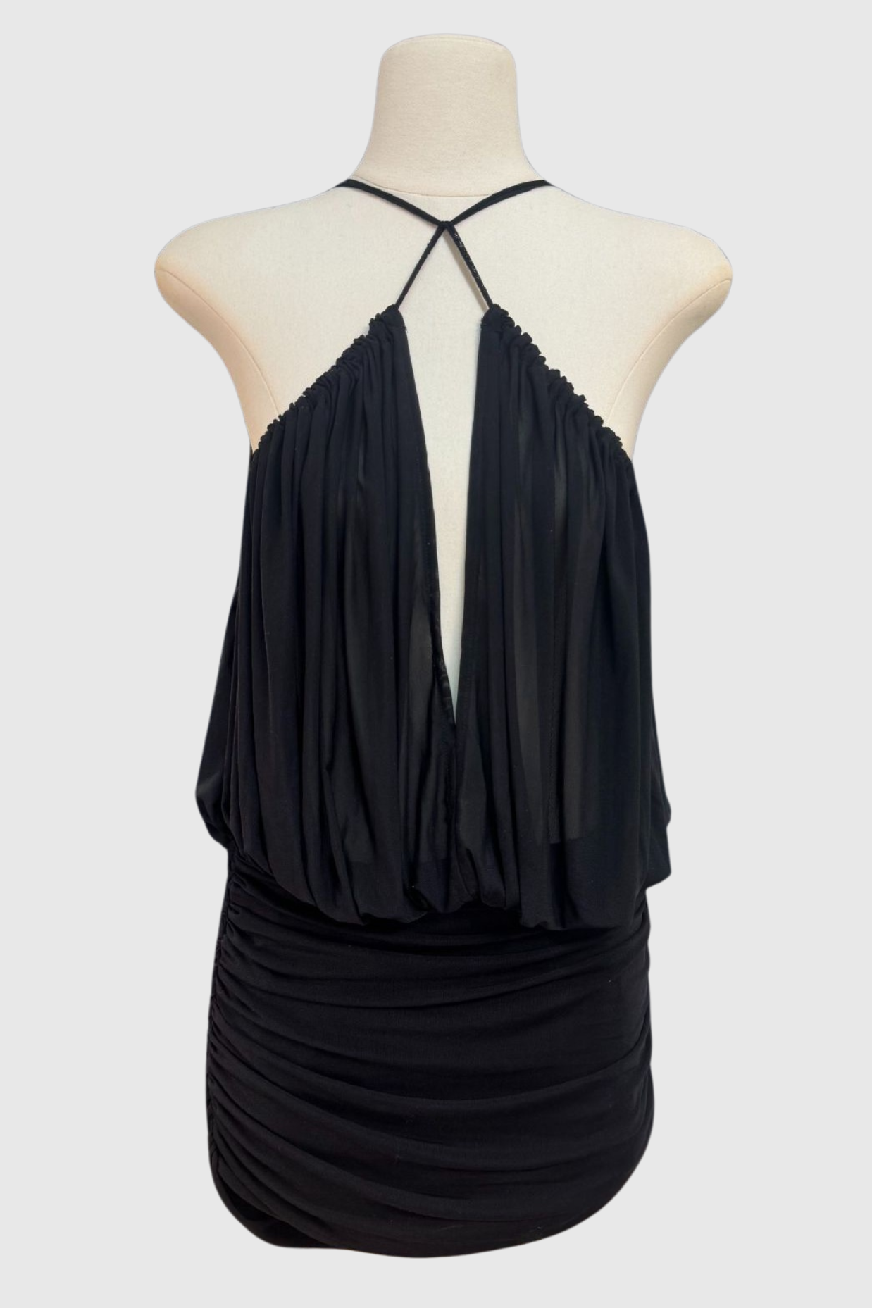 Sophrona Halter Ruched Mini Dress - Black