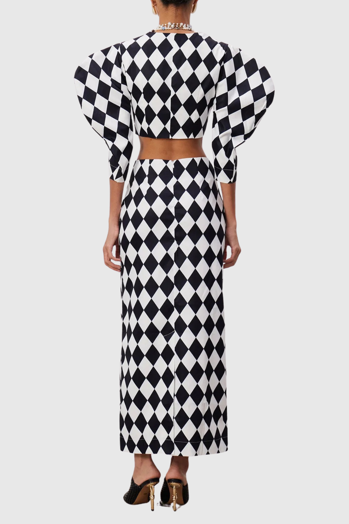 Toesaia Diamond Pattern Crop Top & Maxi Skirt Set