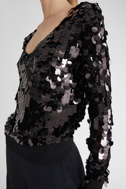 Tyne Sequin V--neck Knit Sweater