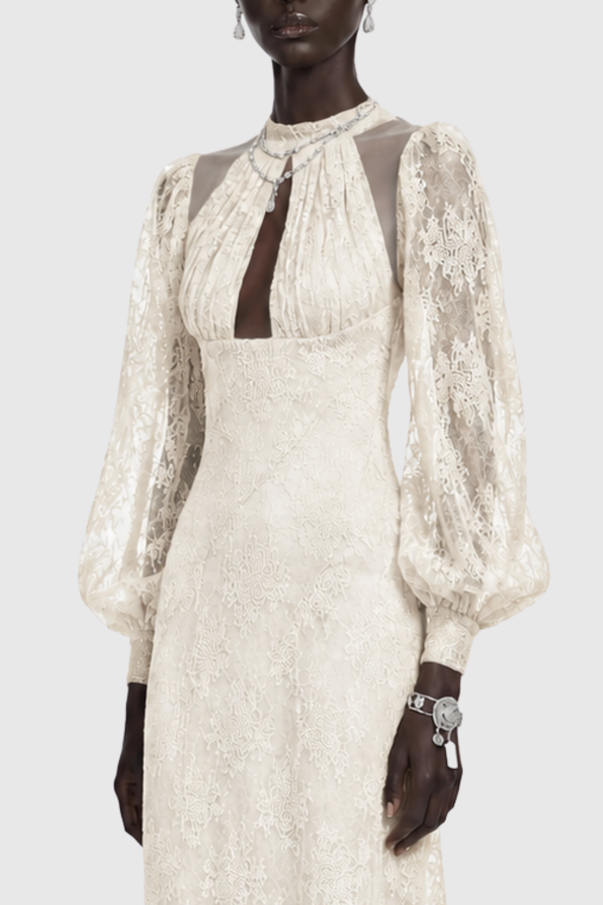 Uikera Floral Lace Long Sleeves Maxi Dress - White