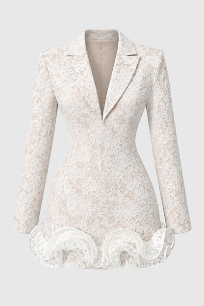 Vorega Lace Ruffle Mini Blazer Dress