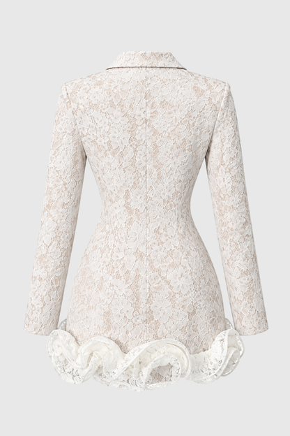 Vorega Lace Ruffle Mini Blazer Dress