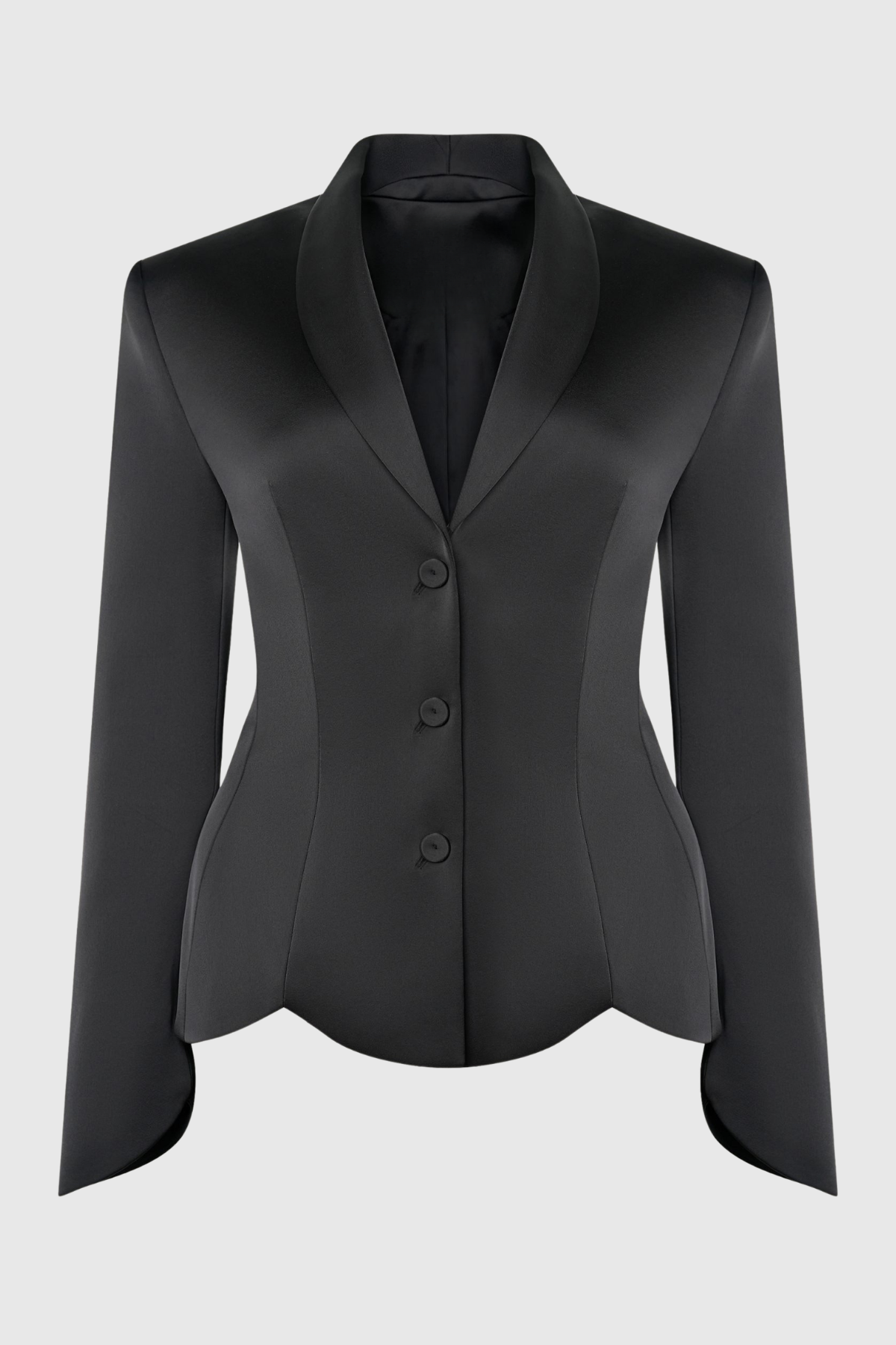 Zophia Satin Blazer & Maxi Skirt Set - Black
