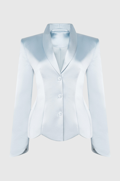 Zophia Satin Blazer & Maxi Skirt Set - Blue