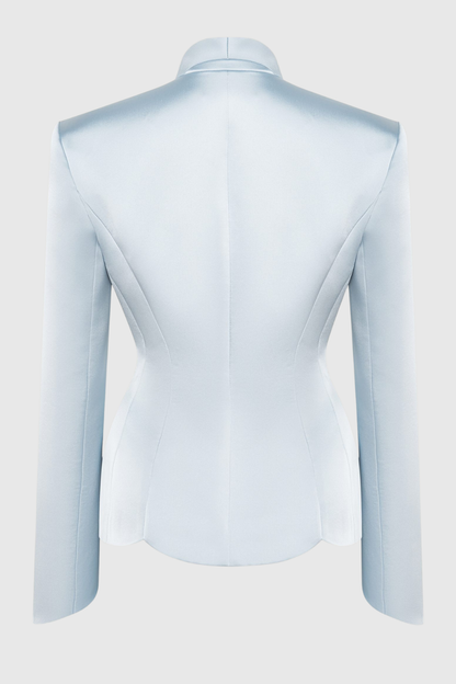 Zophia Satin Blazer & Maxi Skirt Set - Blue