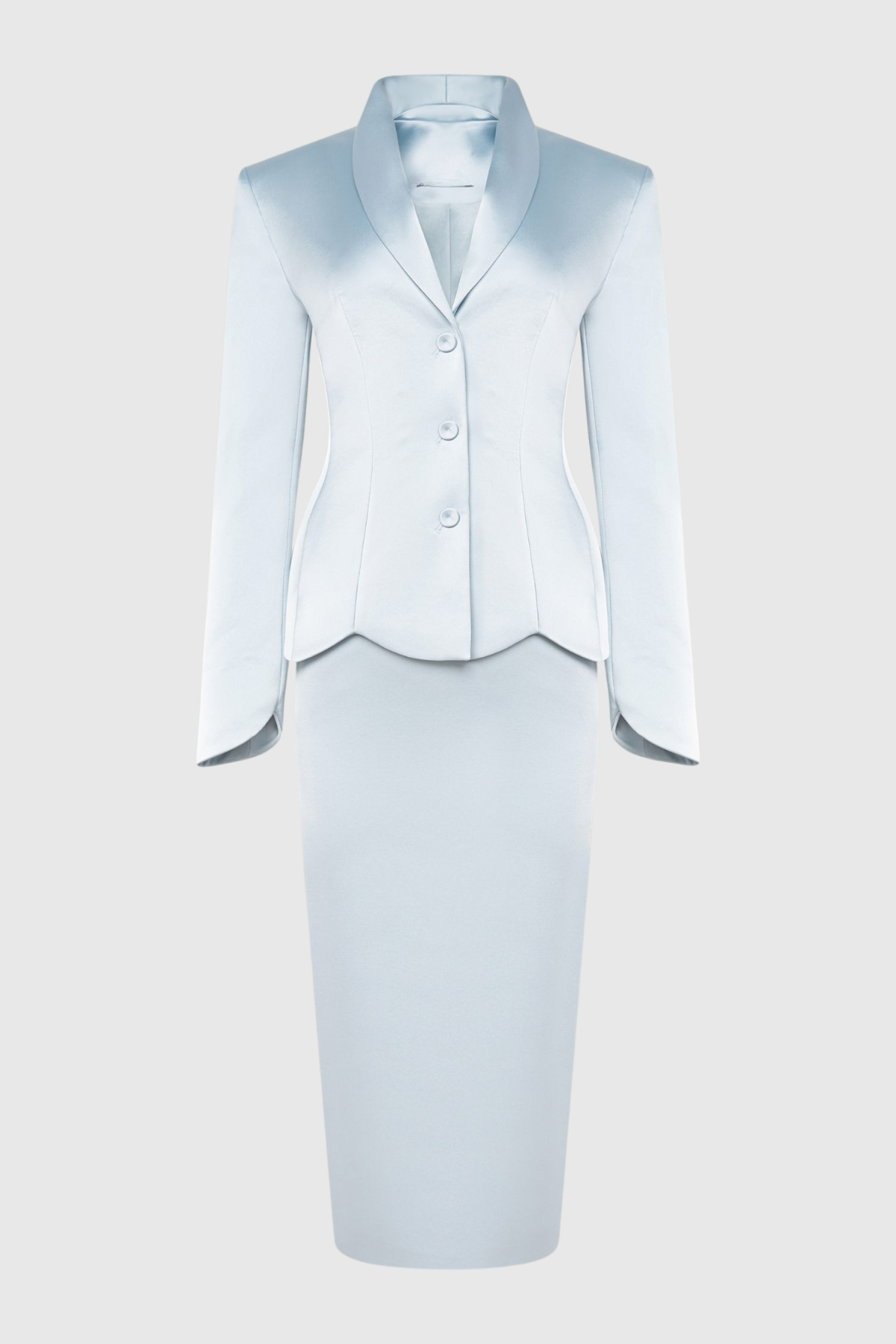 Zophia Satin Blazer & Maxi Skirt Set - Blue