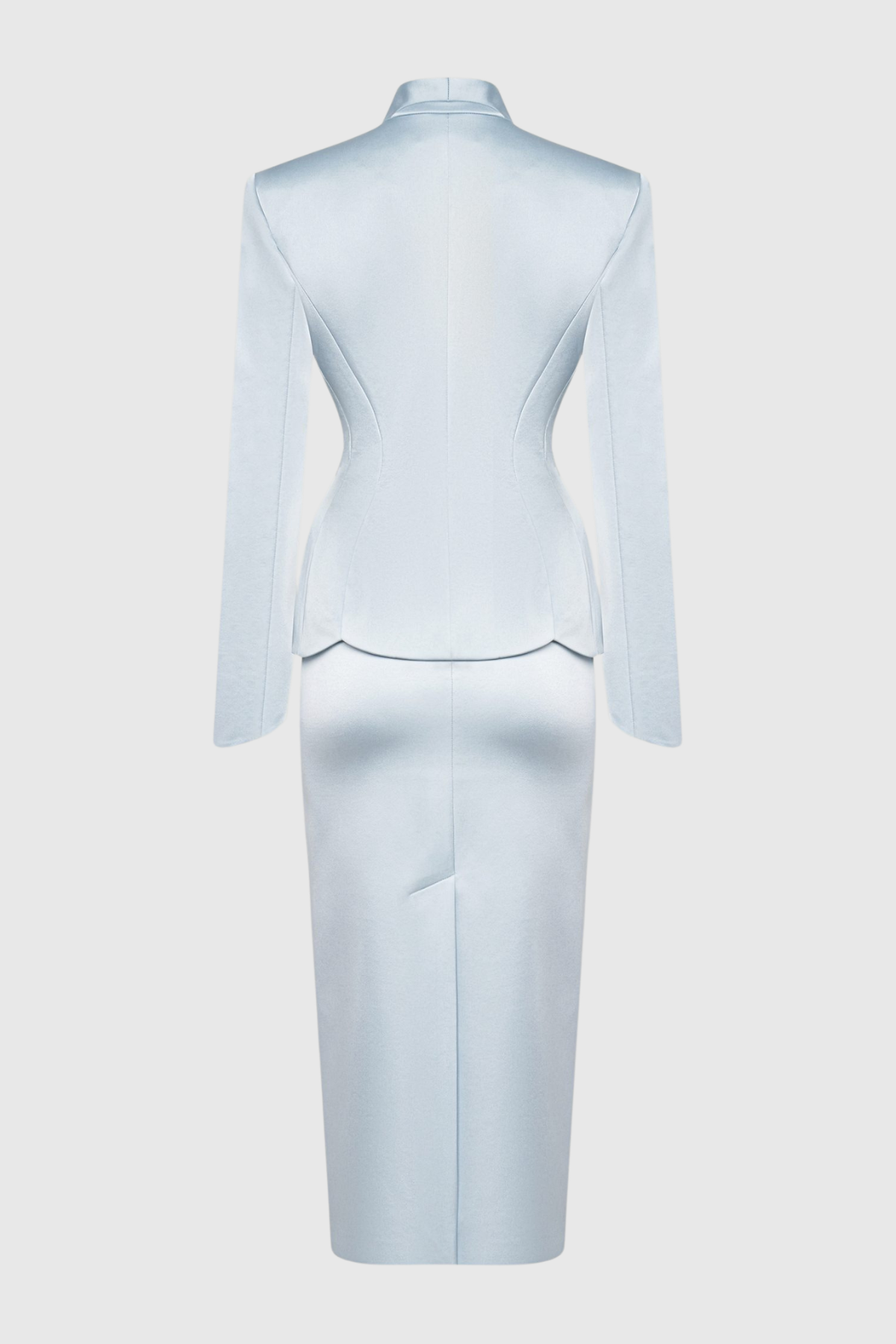 Zophia Satin Blazer & Maxi Skirt Set - Blue
