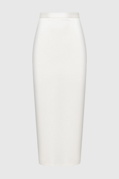 Zophia Satin Blazer & Maxi Skirt Set - White