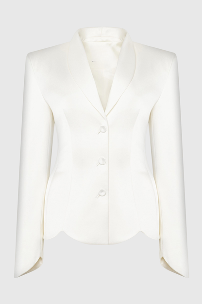 Zophia Satin Blazer & Maxi Skirt Set - White