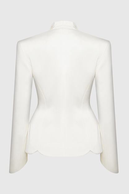 Zophia Satin Blazer & Maxi Skirt Set - White