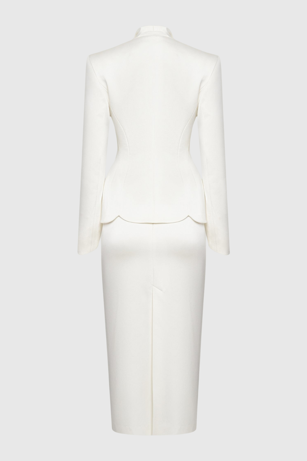 Zophia Satin Blazer & Maxi Skirt Set - White