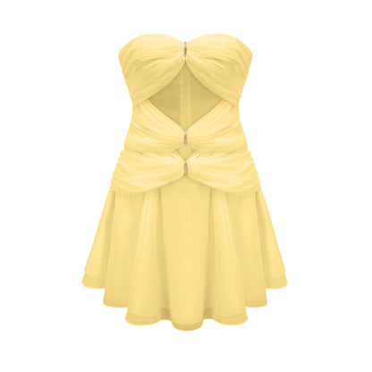 Émilienne cut-out pleated off-shoulder mini dress