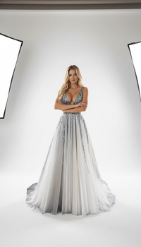 Elowen Emerald Sequin Tulle Maxi Gown