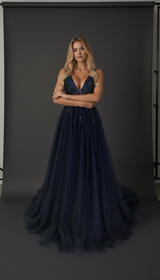 Elowen Emerald Sequin Tulle Maxi Gown