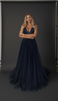 Elowen Emerald Sequin Tulle Maxi Gown