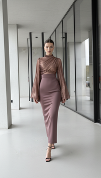 Maison Celie High Waisted Women Satin Long Dress