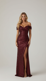 Serena Off-Shoulder Sequin Maxi Gown