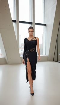 Maison Mid-calf Dress Elegant Evening Party Cocktail Outfit
