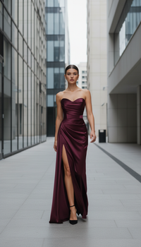 Fashionable Deep V-neck Satin Dress