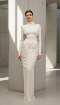 Women's Classic Western Long V-Neck Backless Bodycon Maxi Dress