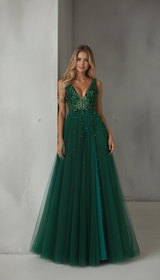 Elowen Emerald Sequin Tulle Maxi Gown