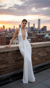 Mozision Sexy Long Maxi Dress Deep V Neck Women