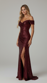 Serena Off-Shoulder Sequin Maxi Gown