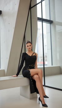Maison Mid-calf Dress Elegant Evening Party Cocktail Outfit
