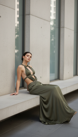 Sexy Backless Sequin Halter Dress Women Sleeveless