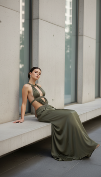 Sexy Backless Sequin Halter Dress Women Sleeveless