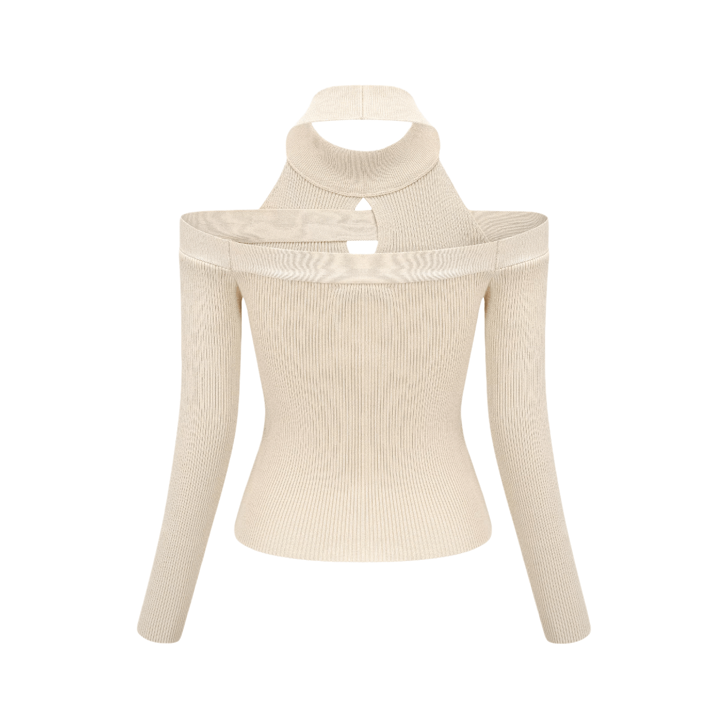 Aladdin-rollneck cut-out knitted top