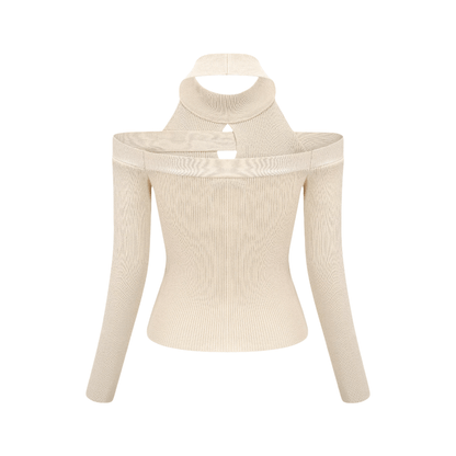 Aladdin-rollneck cut-out knitted top