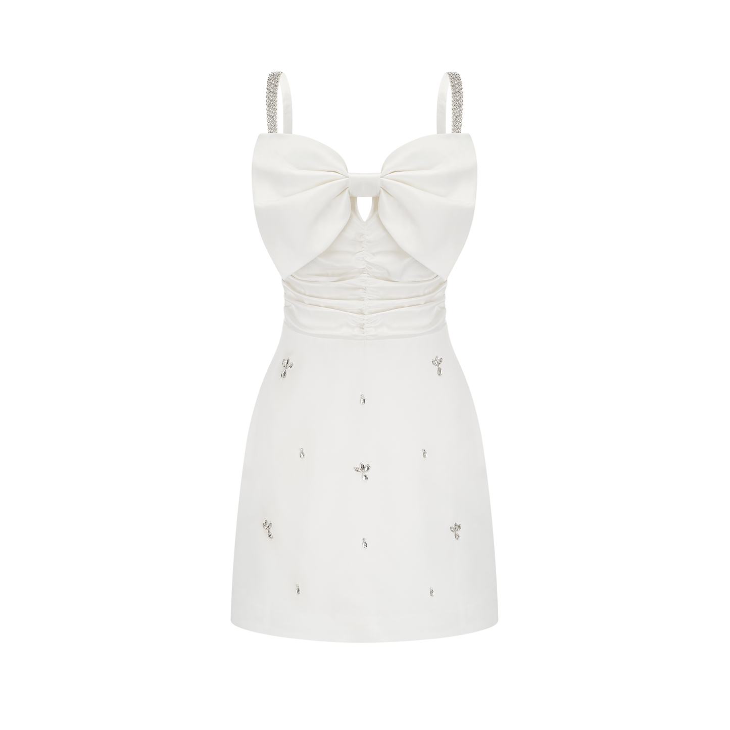 Anastasia white crystal-embellished mini dress
