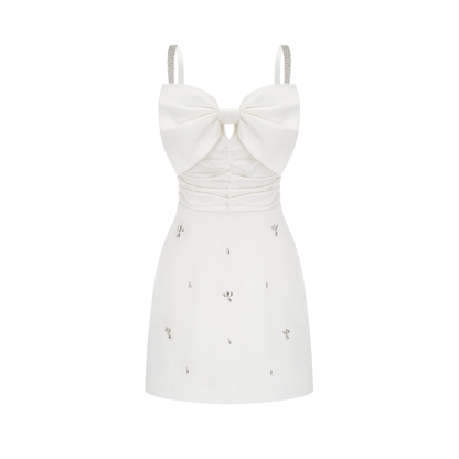 Anastasia white crystal-embellished mini dress
