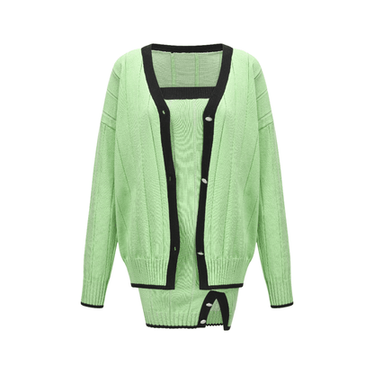 As If It's Your Last-green knitted cardigan & dress matching set